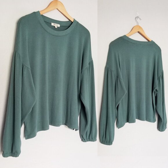 Madewell Tops - Madewell Dreamiest Knit Long-Sleeve Tee Size M Simply Sage Green Balloon Slv $68